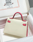 HM Mini Kelly 19cm Cream Pink Epsom Gold Hardware