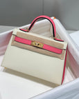 HM Mini Kelly 19cm Cream Pink Epsom Gold Hardware