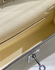 HM Mini Kelly 19cm Cream Cloud Blue Epsom Silver Hardware