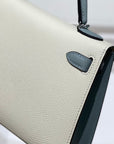 HM Mini Kelly 19cm Cream Cloud Blue Epsom Silver Hardware