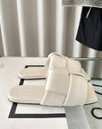 patch mule flat white lambskin