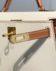 HM Mini Kelly 19cm Cream Gold Epsom Silver Hardware