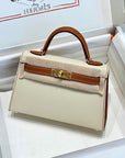HM Mini Kelly 19cm Cream Gold Epsom Silver Hardware