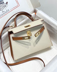 HM Mini Kelly 19cm Cream Gold Epsom Silver Hardware