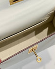 HM Mini Kelly 19cm Cream Gold Epsom Silver Hardware