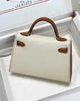 HM Mini Kelly 19cm Cream Gold Epsom Silver Hardware