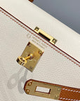 HM Mini Kelly 19cm Cream Gold Epsom Silver Hardware