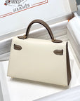 HM Mini Kelly 19cm Cream Etoupe Epsom Gold Hardware