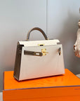 HM Mini Kelly 19cm Cream Etoupe Epsom Gold Hardware