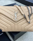 LOULOU MEDIUM 32 CREAM QUILTED LEATHER SILVER HARDWARE