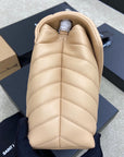 LOULOU MEDIUM 32 CREAM QUILTED LEATHER SILVER HARDWARE