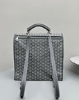 LEGER BACKPACK 37 IN GRAY GOYARDINE CANVAS WITH CALFSKIN TRIM