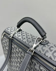 LEGER BACKPACK 37 IN GRAY GOYARDINE CANVAS WITH CALFSKIN TRIM