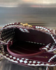 bv medium andiamo 32 white burgundy lambskin