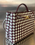 bv medium andiamo 32 white burgundy lambskin