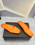 SL SQUARE TOE FLAT MULES TIGER SATIN