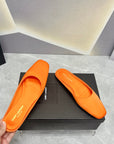 SL SQUARE TOE FLAT MULES TIGER SATIN