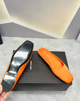 SL SQUARE TOE FLAT MULES TIGER SATIN