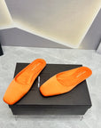 SL SQUARE TOE FLAT MULES TIGER SATIN