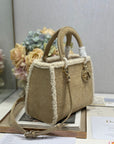 CD Lady 24 Camel Cowhide And Fur Gold Hardware