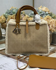 CD Toujours 28.5 Camel Brown Cowhide And Fur Gold Hardware