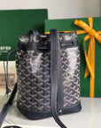 PETIT FLOT BUCKET BAG 22 IN NAVY BLUE GOYARDINE CANVAS AND LAMBSKIN TRIM
