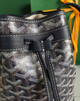 PETIT FLOT BUCKET BAG 22 IN NAVY BLUE GOYARDINE CANVAS AND LAMBSKIN TRIM