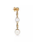 TRIPLE DROP LINK EARRINGS GOLD WITH FRESHWATER PEARLS