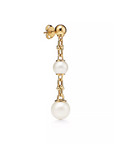 TRIPLE DROP LINK EARRINGS GOLD WITH FRESHWATER PEARLS