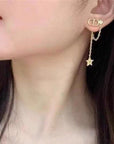 PETIT CD STAR GOLD DIAMOND EARRINGS