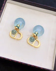 CD PEARL BLUE GOLD EARRINGS