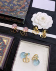 CD PEARL BLUE GOLD EARRINGS