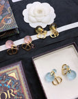 CD PEARL BLUE GOLD EARRINGS