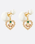 D-PEARL HEART GOLD DIAMOND EARRINGS