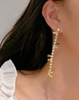 FF LOGO DROP GOLD DIAMOND EARRINGS