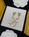 FF LOGO DROP GOLD DIAMOND EARRINGS