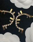 FF LOGO DROP GOLD DIAMOND EARRINGS