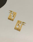 FF BAGUETTE MOTIF SHAPED GOLD EARRINGS