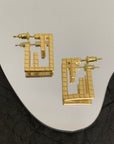 FF BAGUETTE MOTIF SHAPED GOLD EARRINGS