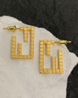 FF BAGUETTE MOTIF SHAPED GOLD EARRINGS