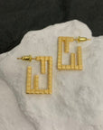 FF BAGUETTE MOTIF SHAPED GOLD EARRINGS