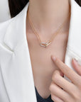 HARDWEAR DIAMOND PEDANT DOUBLE CHAIN NECKLACE