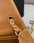 FLAP BAG 20CM CARAMEL LAMBSKIN GOLD HARDWARE