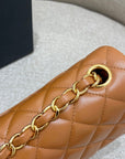 FLAP BAG 20CM CARAMEL LAMBSKIN GOLD HARDWARE