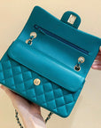 FLAP BAG 23CM GEM GREEN LAMBSKIN GOLD HARDWARE
