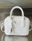 BV GETAWAY SMALL 23CM WHITE LAMBSKIN