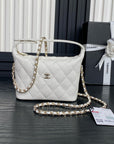 CC 25C Hobo Bag 21.5cm Top Handle White Grained Calfskin