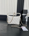 CC 25C Hobo Bag 21.5cm Top Handle White Grained Calfskin