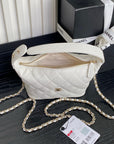 CC 25C Hobo Bag 21.5cm Top Handle White Grained Calfskin