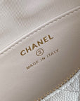 CC 25C Hobo Bag 21.5cm Top Handle White Grained Calfskin